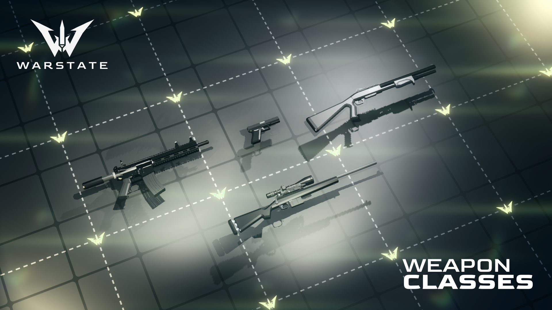 Weapon classes — assault rifle, pistol, shotgun and sniper rifle